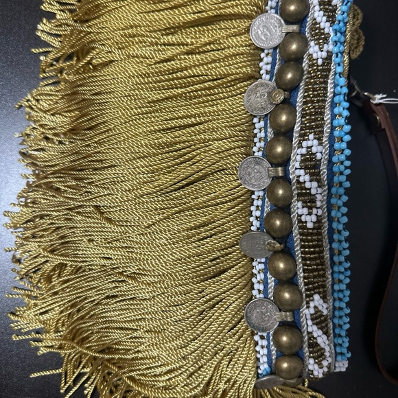 Elliot Mann Elegant Beaded Fringe Clutch - Gold and Blue - Picture 3 of 7